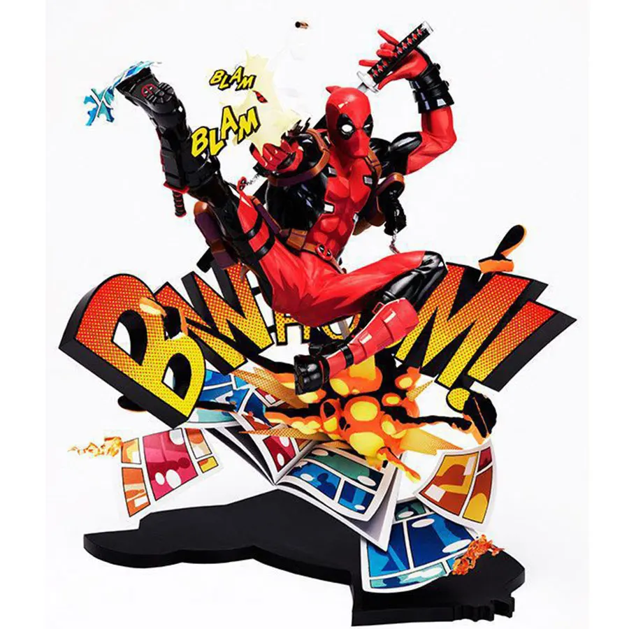 

24cm Deadpool PVC Action Figure Deadpool Breaking The Fourth Wall 1/8 Scale Pre-Painted Statue Collection Model Toys Gift