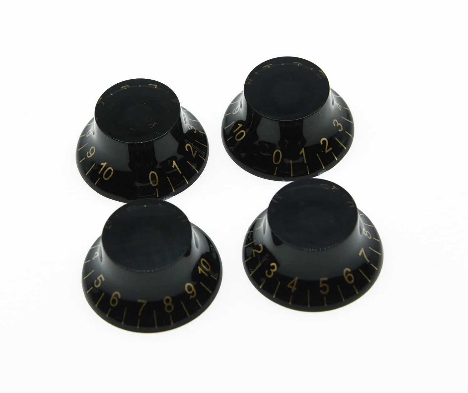 4x Black w/ Gold Number LP Guitar Top Hat Knob Bell Knobs Fits LPin