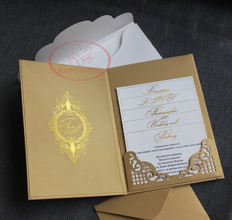 HI3038 - 06 Personalized Hardcover Wedding Card With Nice Laser Cut Design