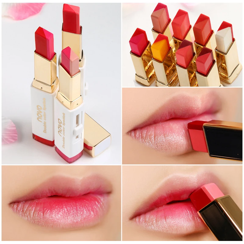 NOVO Lips Makeup Double Color Gradient Lipstick 10 Color Gloss Korea