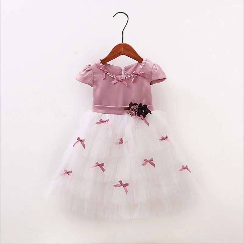 Платья для маленьких девочек 2017 Лето новое платье принцессы цветок костюм элегантное платье с бантом детская одежда Рапунцель детское