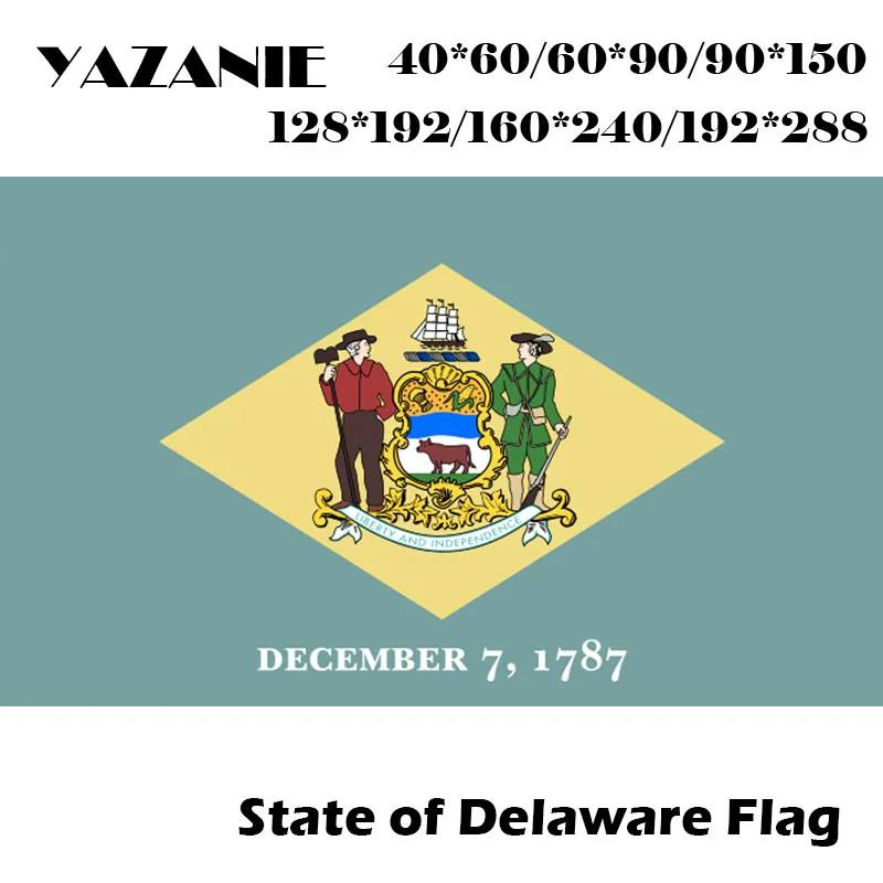 YAZANIE 60*90cm/120*180cm/160*240cm/192*288cm Delaware State Flag American Polyester US USA Banner National Pennants |