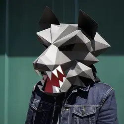 Волчья Голова Бумага DIY Материал руководство Творческий руководитель Маскарадная маска для вечеринки шоу реквизит прекрасный прилив