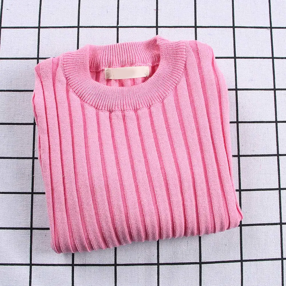Одежда для маленьких детей свитер для мальчиков и девочек розовый вязаный детский свитер в рубчик на весну и осень, зимняя верхняя одежда из хлопка, пуловер, свитер - Цвет: SY3432B