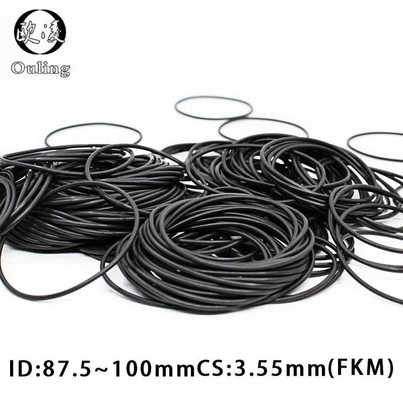 

1PC Fluorine rubber Ring Black FKM O-ring Seal CS3.55mm ID87.5/90/92.5/95/97.5/100mm O Ring Gasket Oil Ring Fuel Sealing Washer