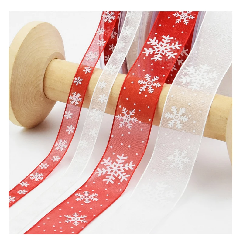 

CCINEE 10meter Christmas Snowflake Ribbon For DIY Handmade Christmas Decoration Transparent Ribbon