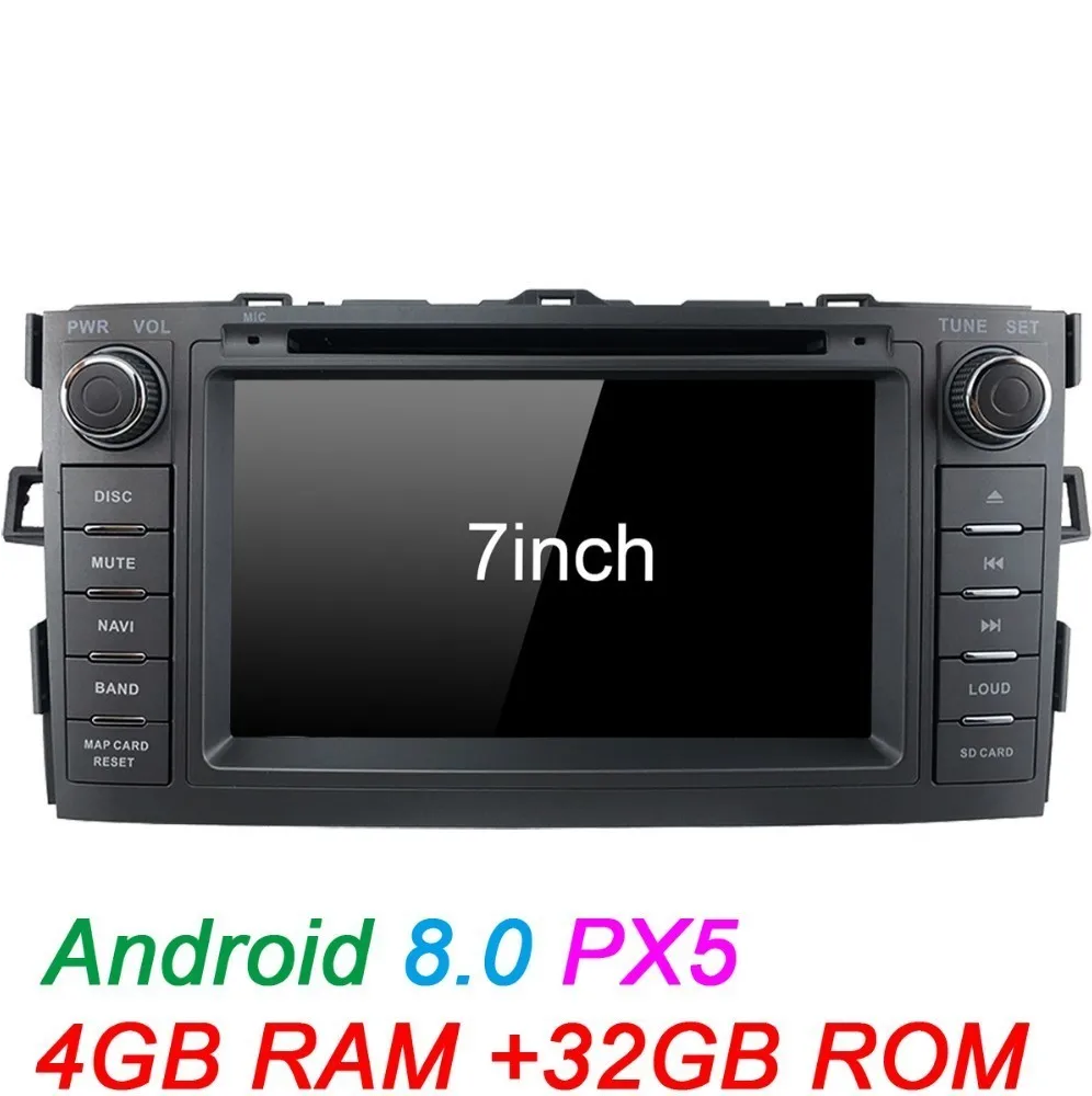 Для Toyota Auris 2008 2009 2010 2011 2012 автомобильный Android блок 2 Din радио gps DVD аудио стерео развлекательная мультимедийная система авто - Цвет: PX5