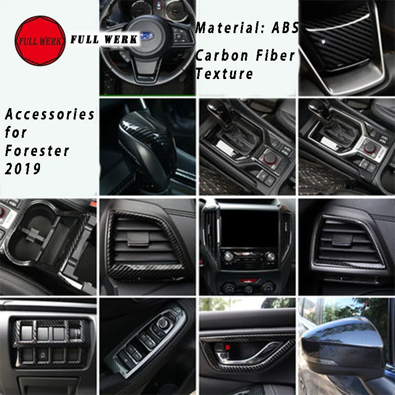 

ABS Carbon Fiber Texture Interior Decoration Trim Frame Cover Sticker for Subaru Forester 19 Car Styling Accessories
