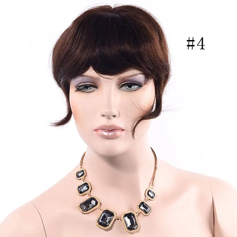 LADYSTAR заколка для челки Человеческие волосы Remy аккуратная челка 6 дюймов до 8 дюймов модная цельная бахрома 27 г для белых/черных женщин - Цвет: #4