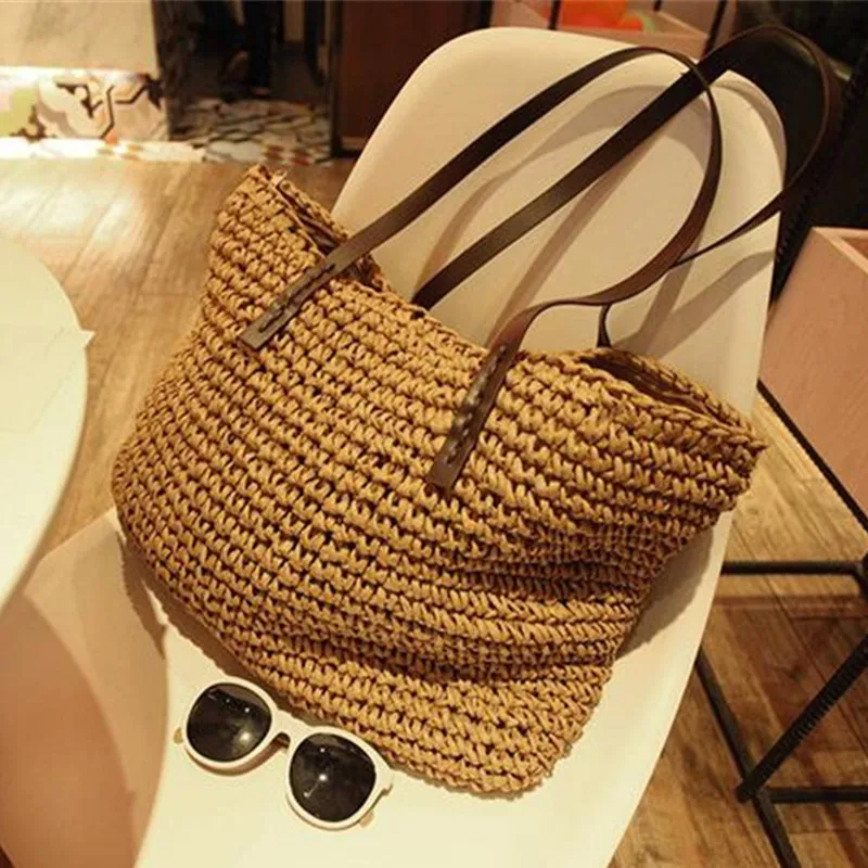 2019 حقائب قش النساء الصيف كيس الروطان اليدوية المنسوجة حقائب لباد للشاطئ Crossbody حقيبة كتف بوهيميا الفتيات يد بالي السفر