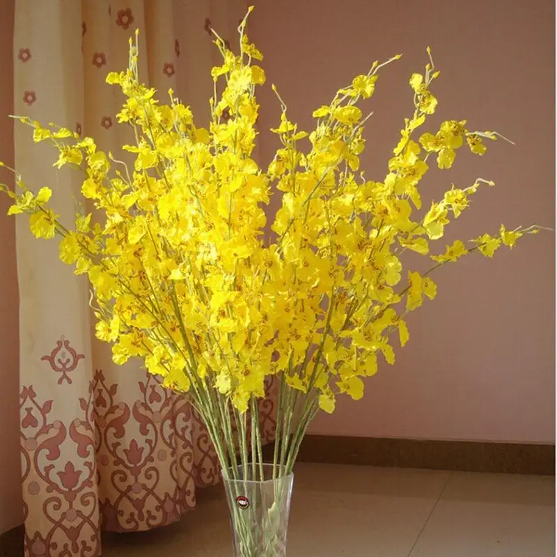 Por Orchid Vases Lots From China Cute Artificial Miraflor Flower Green Plant Silk 5 Branch Bouquet Without Vase Mini