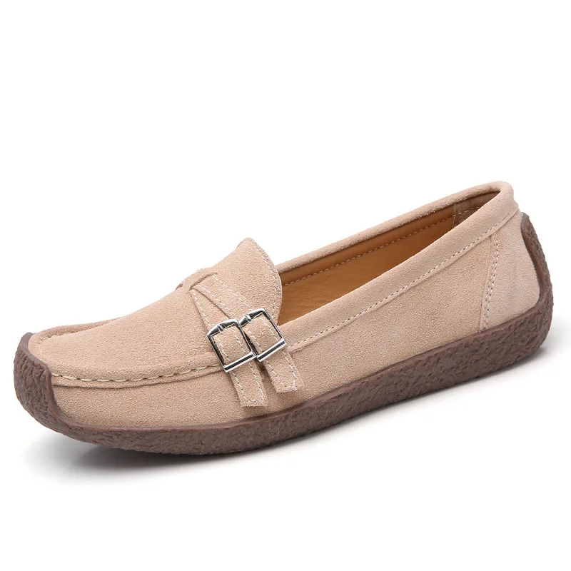 Женская Повседневная обувь в горошек; модель года; обувь в европейском и американском стиле; удобная кожаная обувь на плоской подошве; L20 - Цвет: Apricot color