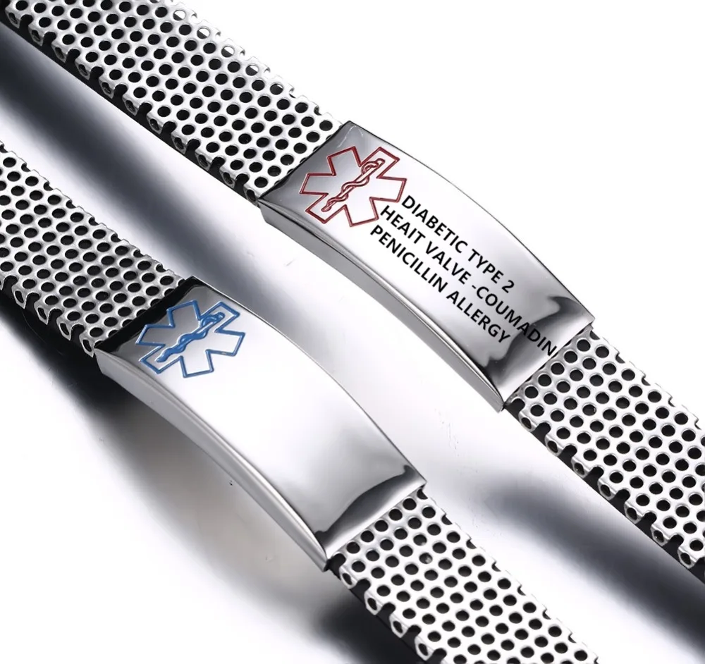 Custom Engraved Bracelet Men S Medical Alert Tag Stainless Steel Id Custom Engraved Bracelet Men S Medical Alert Tag Stainless Steel Id Hard Chain Black Silicone Jewelry Dropshipping In Charm Bracelets From