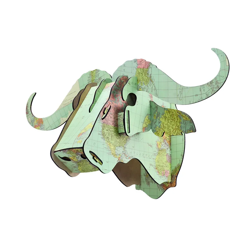 3D Пазл деревянный Сделай Сам корова б голова буйвола для дома и офиса, Настенный декор, держатели для хранения, стеллажи, аксессуары для украшения дома - Цвет: 3