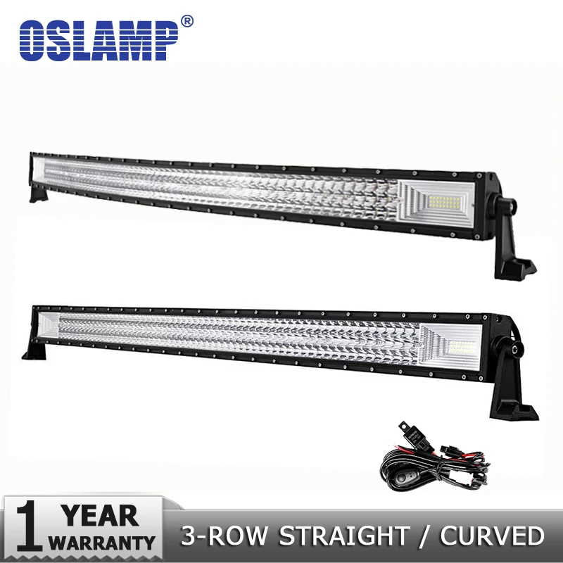 

Oslamp 3-Row LEDs 42" 50" Straight/Curved LED Light Bar 4x4 Offroad Led Bar (Spot+Flood) Combo Beam Led Work Light Bar 12v 24v