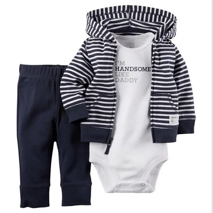fashion summer spring bebe baby girl kids baby boy clothes coat bodysuit pant 3 pcs infant