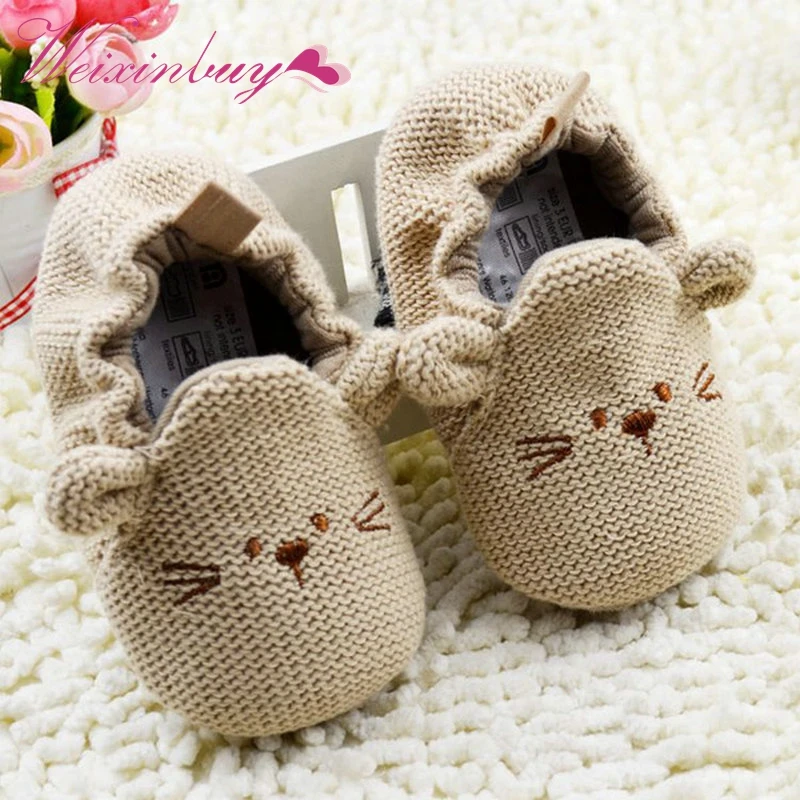  Cute First Walker Cartoon Mouse Crib Shoes Baby Kid Elastic Mice Soft Sole Slip-on Shoes 0-18 Months