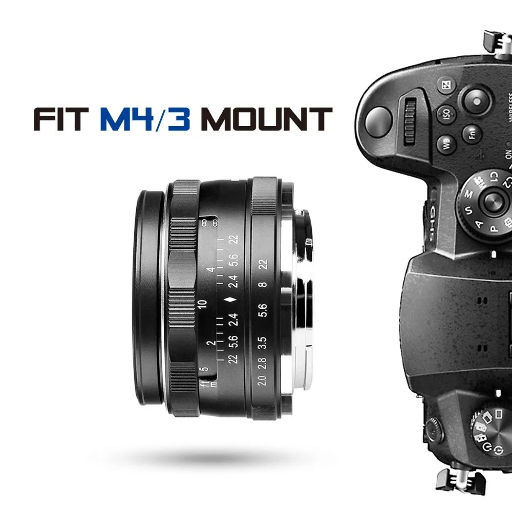 Объектив MEKE с ручной фокусировкой и большой диафрагмой F2.0 для камер Olympus/Panasonic M4/3