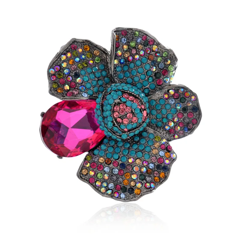 Colorful Crystal Rhinestone Flower Brooches Luxury High end Elegant