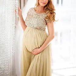 Женская фотография Реквизит Твердые Необычные Популярные Длинные Макси-платье для беременных; Материнство платье Кружева беременность