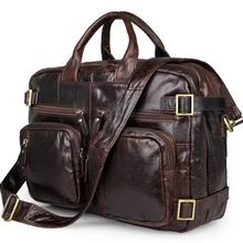 JMD Высокое качество Винтажный портфель из натуральной кожи Мужская многофункциональная сумка для ноутбука шоколадная дорожная сумка 7026Q-1