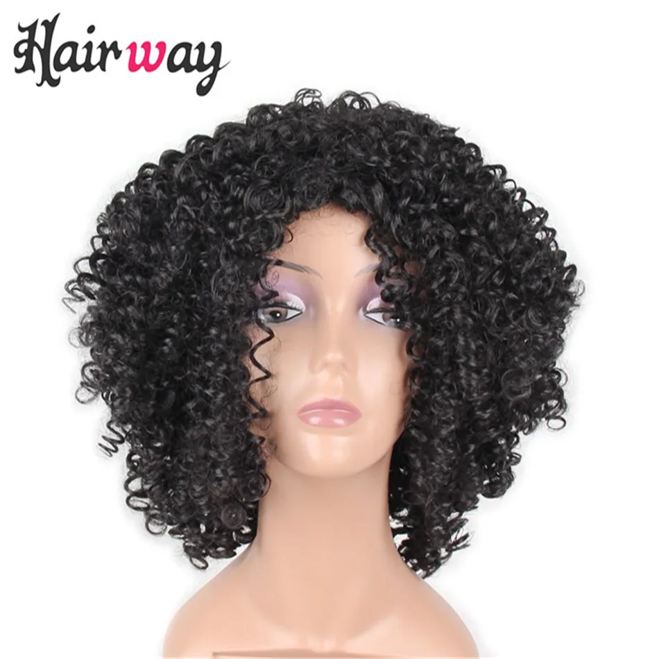 Hair Way 14Inches Kinky Curly Short Wig For Black Women 250g Wig