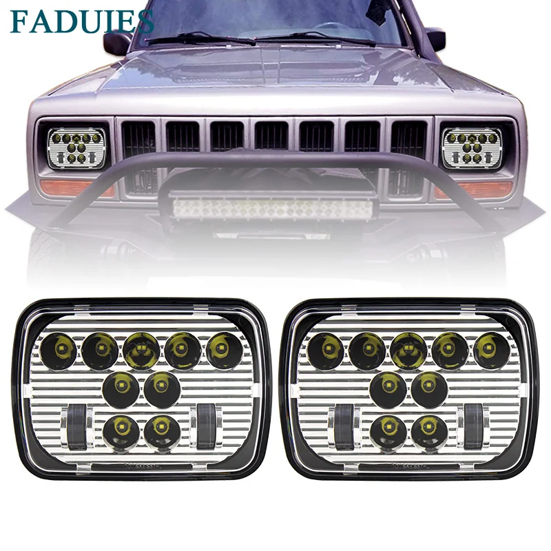 FADUIES 7 &quotx 6&quot 5x7 дюймов Chrome светодиодный проектор фары для Jeep Cherokee XJ H6054 H5054 H6054LL 69822