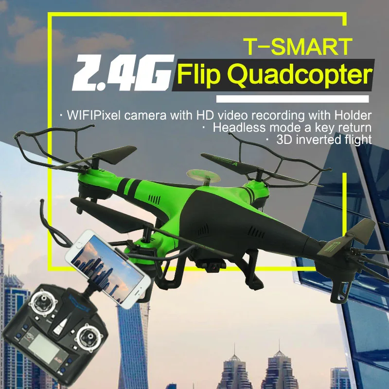Дрон с дистанционным управлением Wi Fi 4CH 2 4G ЖК экран 3D Roll 0.3MP камера видео FPV