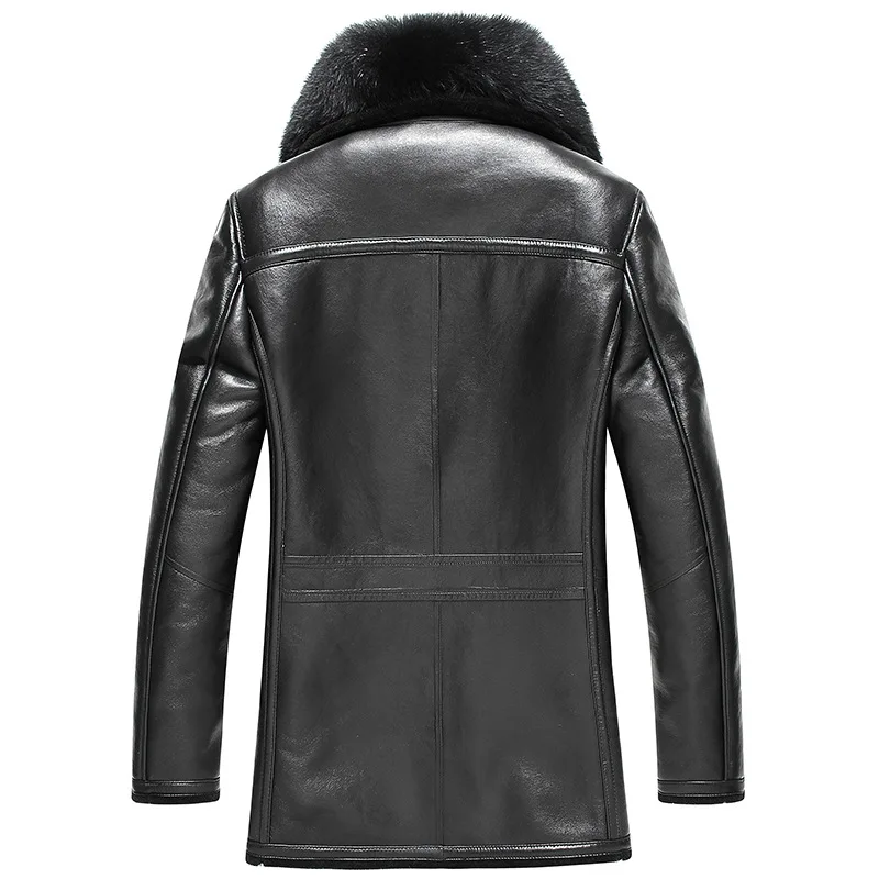 Зимняя мужская куртка skeepskin, Европа и США, минус 40 градусов, теплое шерстяное пальто, пальто с воротником из натурального меха лисы размера плюс