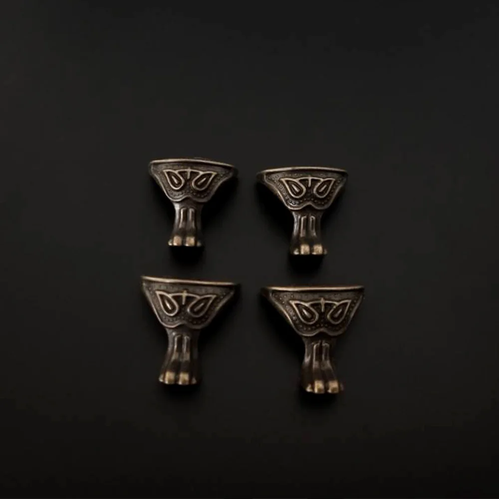 

NEW 4Pcs Antique Alloy Jewelry Wine Box Vintage Wood Case Decorative Feet Leg Corner For Furniture