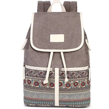 Bolso de hombro diario de moda para mujer, bolsos escolares para niñas, mochila de tela retro, bolso de viaje Casual, con estampado Floral