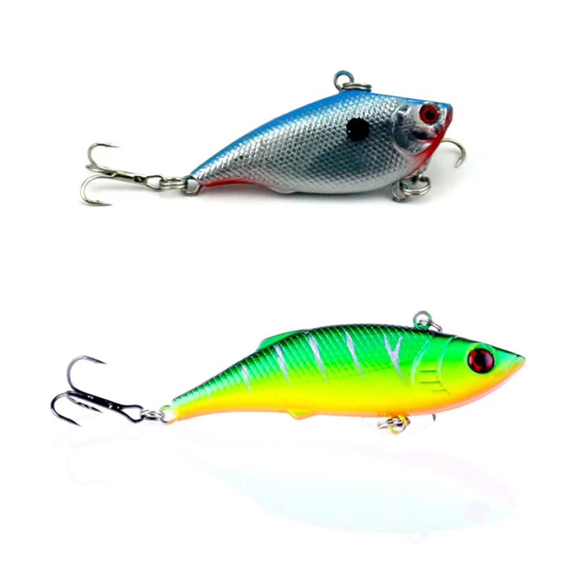 5PCS Fishing Fish Bass VIB Crankbaits Crank Minnow lure hook baits 5.5cm//7.5g