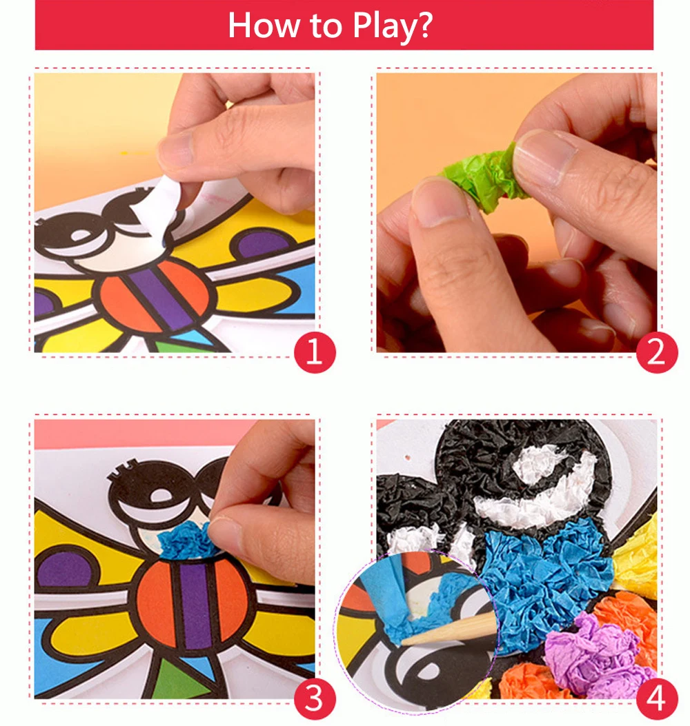 3 в 1 дети Sticky Бумага Живопись 3D DIY ручной работы книги по искусству Craft Sticky живопись игрушечные лошадки для детей Детский Сад Игрушки для