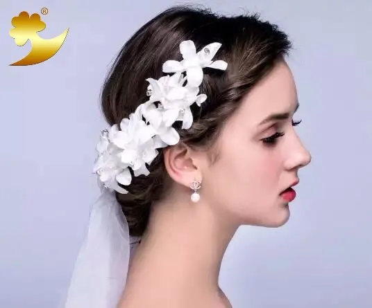 XinYun модный белый корейский Свадебный головной убор цветок невесты аксессуары для волос свадебный стиль Свадебные украшения головная повязка 89096