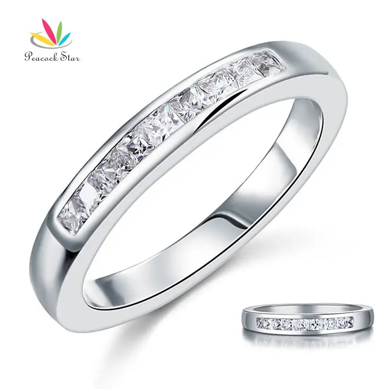 Peacock Star Princess Cut Solid 925 Sterling Silver Wedding Ring Band Jewelry CFR8071