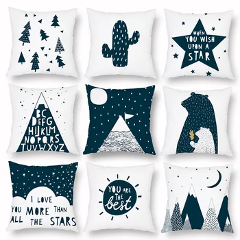 

Cartoon Geometry Cushion Cover Trees Stars Cactus Bear Print Decorative Pillow Covers for Sofa Bed Sweet Home Decor Case 45x45cm