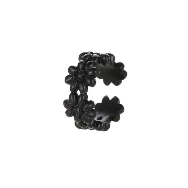 Женские серьги-клипсы в форме цветка, модные ювелирные изделия, серьги-клипсы без пирсинга - Окраска металла: black