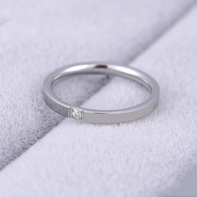 KNOCK Top Quality Concise Zircon Wedding Ring Rose Gold Color Full Sizes Jewelry For Men/Women
