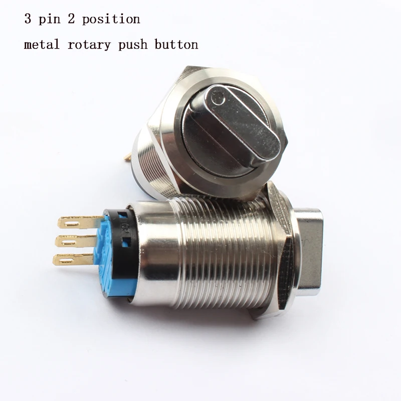 19mm metal rotary push button brass 2 position latching selector rotary