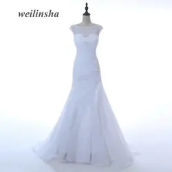 Weilinsha Vestido De Noiva Новое поступление 2017 года Свадебное бальное платье пикантные Милая шеи оборками свадебные платья на заказ сделать