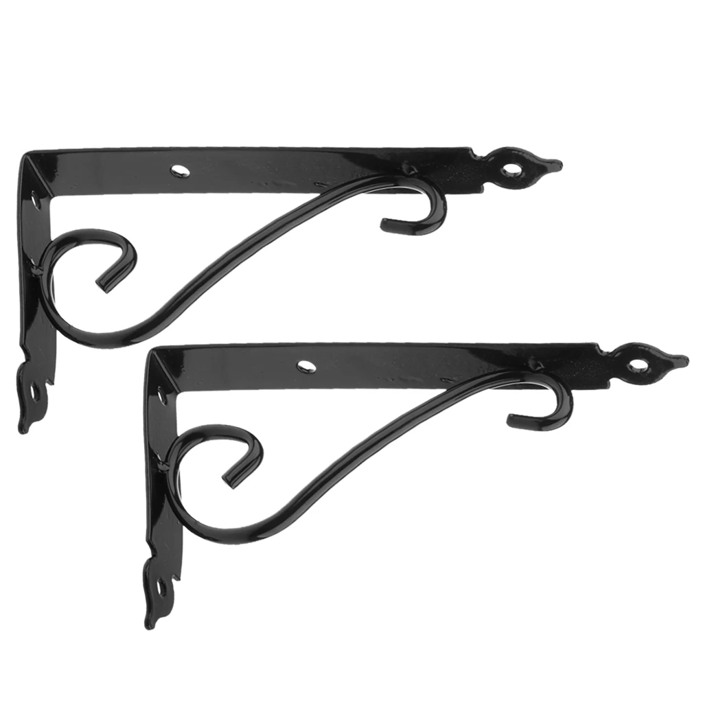 Baoblaze 2pcs Wall Shelf Bracket Metal Heavy Duty Supporter L Shaped Wall Hanging Shelves
