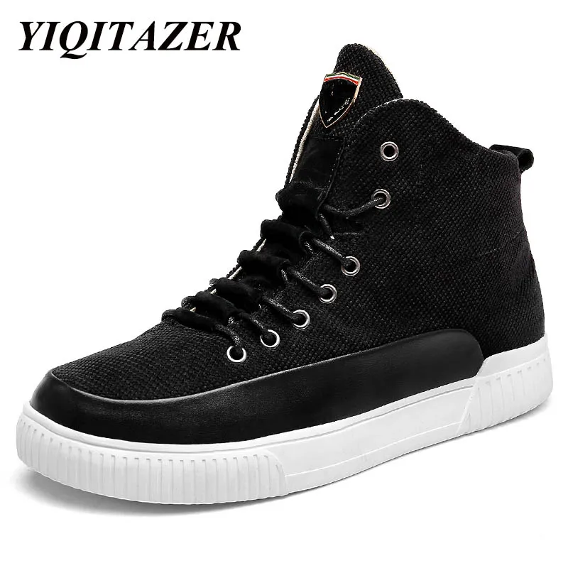 

YIQITAZERAR 2018 Fashion Shoes Men Ankle Boots Canvas Shoes Man,Lace Up Male Style High-Cut Motorcycle Boots Outdoor