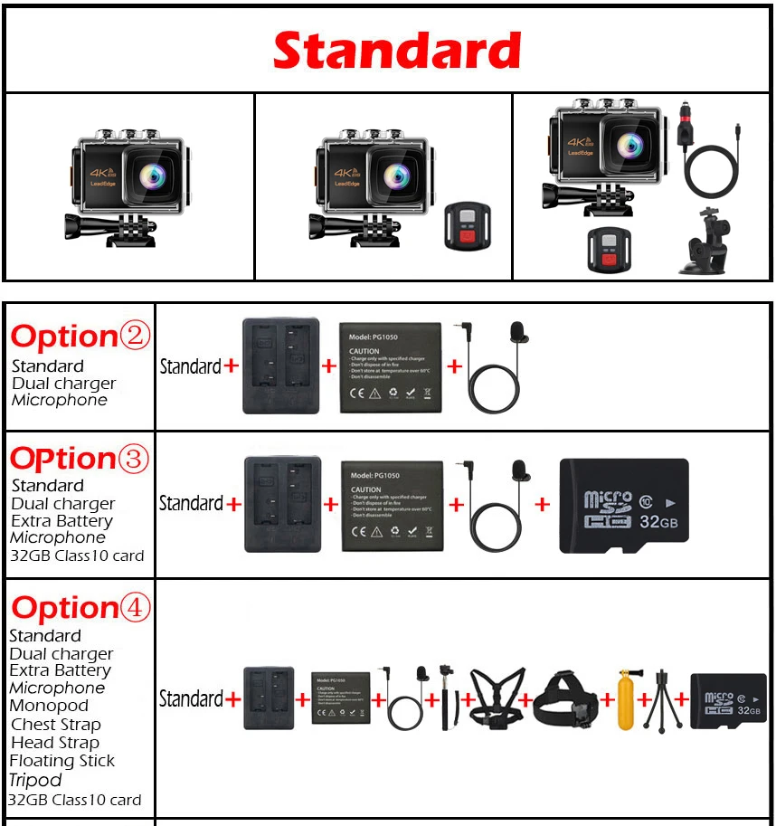 LeadEdge LE7000 Экшн-камера 4K 30FPS 20MP EIS внешний микрофон WiFi Водонепроницаемая камера на шлем профессиональная подводная спортивная камера