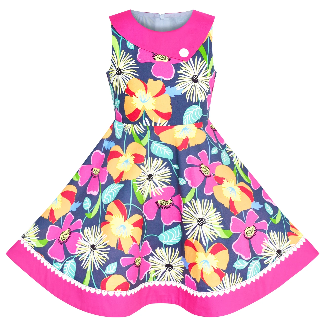 Sunny Fashion платья для девочек Цветок Девушка Платье Цветочный Красочный Sundress Хлопок