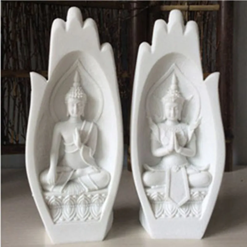 2 unids/set figura de Buda de piedra arenisca estatua de Buda estatuas de jardín escultura budismo estatuas para Decoración 2 unids/set figura de Buda de piedra arenisca estatua de Buda estatuas de jardín escultura budismo estatuas para Decoración