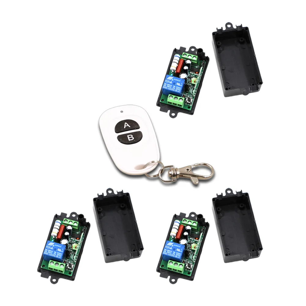 

AC220V 110V 1 CH 1CH RF Wireless Remote Control Switch System 1pcs Transmitter + 3pcs Receivers Self-lock Jog 315/433mhz