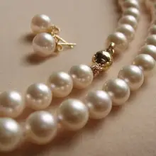 Caliente venta corrió envío gratis sistemas de la joyería de sistemas de la joyería de nigeria perlas collares 8 mm Akoya collar de perlas + earring Aaa 18 “