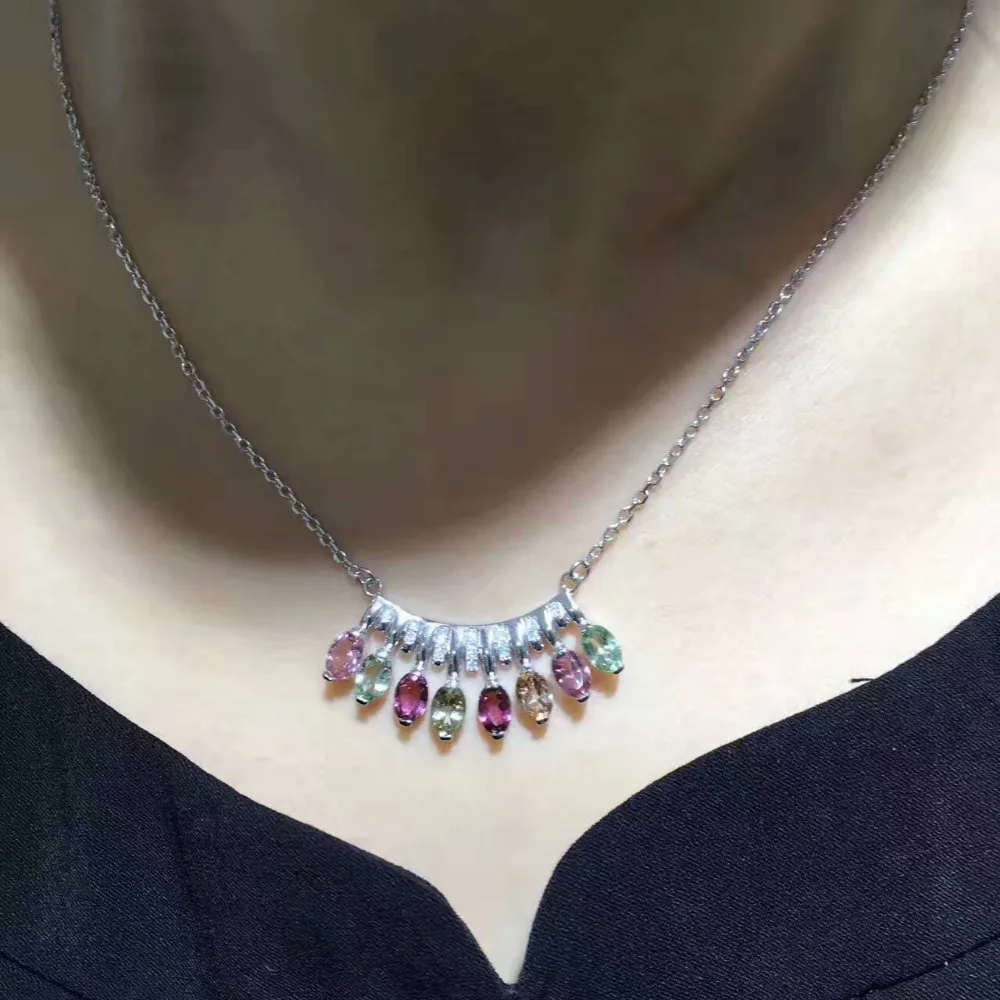  Colliers en tourmaline multicolore naturelle collier pendentif en pierres précieuses naturelles S92