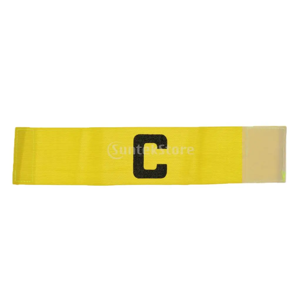 4 Pieces Adjustable Soccer Captain Armband Football Basketball Sport Elastic Player Leader Arm Bands Yellow	