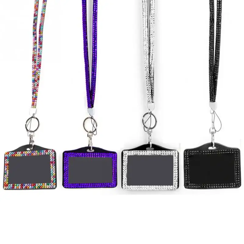 

Unisex Rhinestone Multicolor Lanyard Neck Strap Badge Holder For Photo Crystal